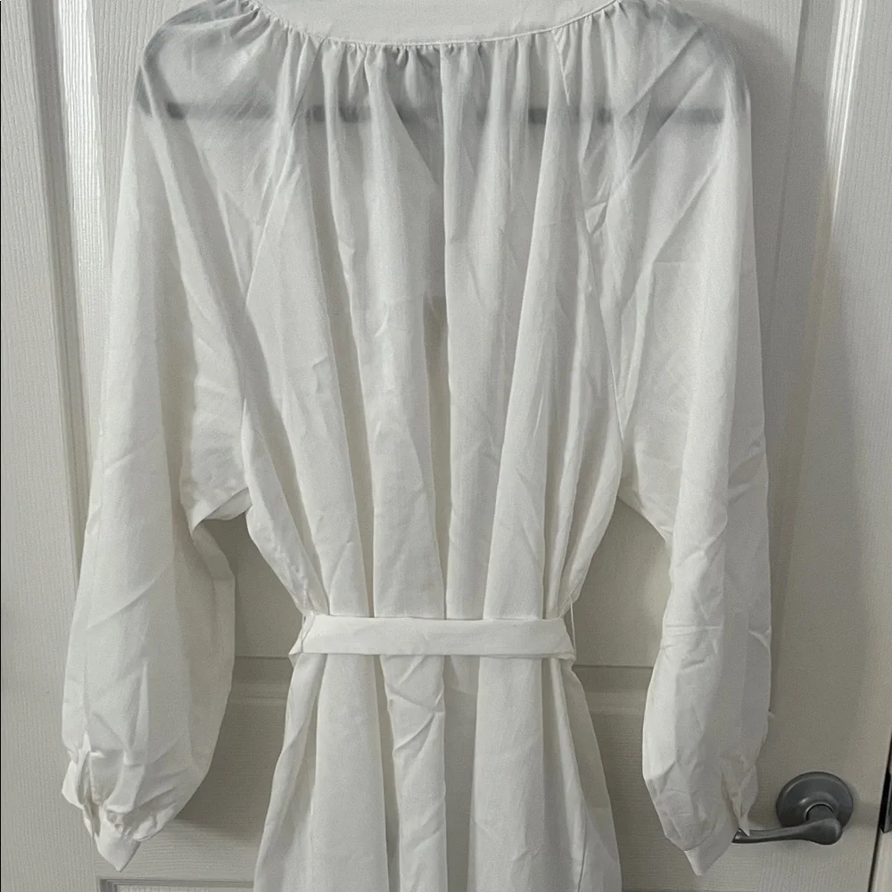 Eloquii Long Sleeve White Dress with Black Floral Design - Picture 5 of 5